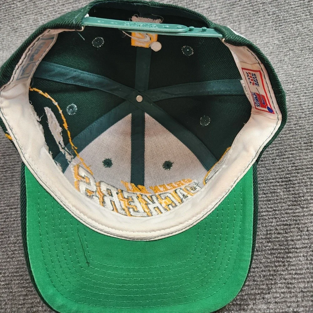Vintage Green Bay Packers Snapback Hat Sports Specialties Shadow Grid Wool Blend
